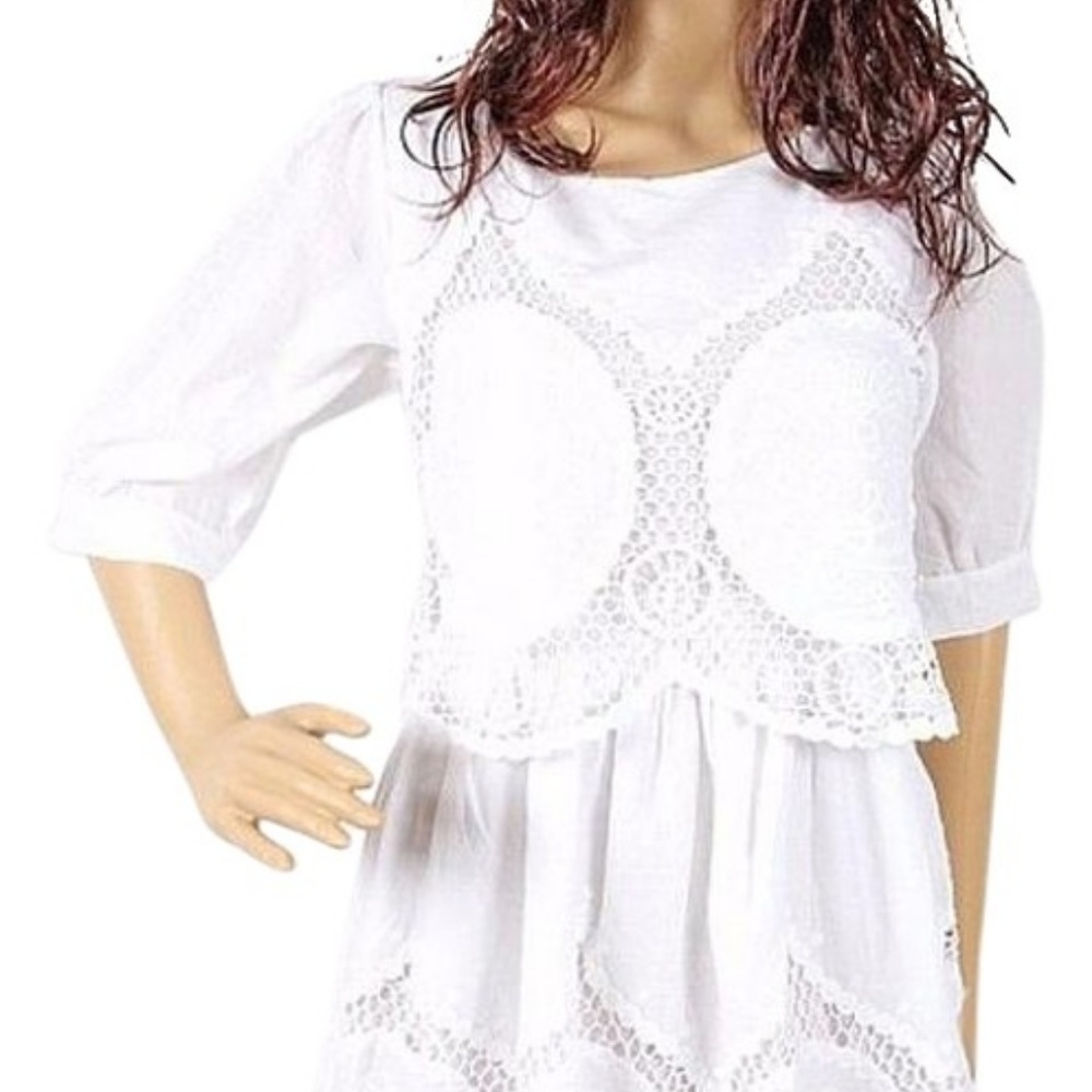 White Crochet Cocktail Dress Size: 4 (S)